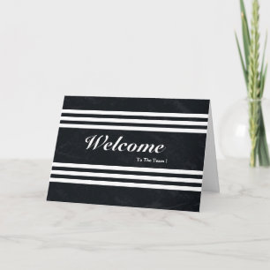 チームのChalkboardポストカードへようストライプこそ カード