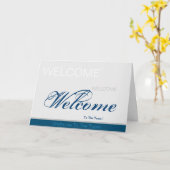 チームへようこそグレーブルーバッジ カード (黄色い花)