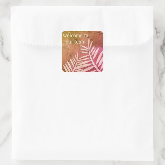 チームへようこそピンクリーフシルエットのマーブル スクエアシール (バッグ)