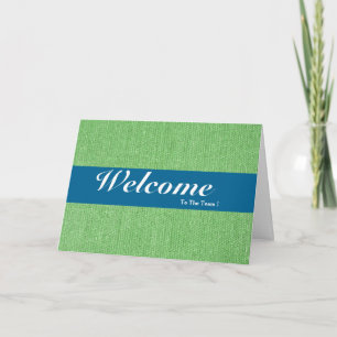 チームへようこそホワイトブルーミニマルバッジ カード
