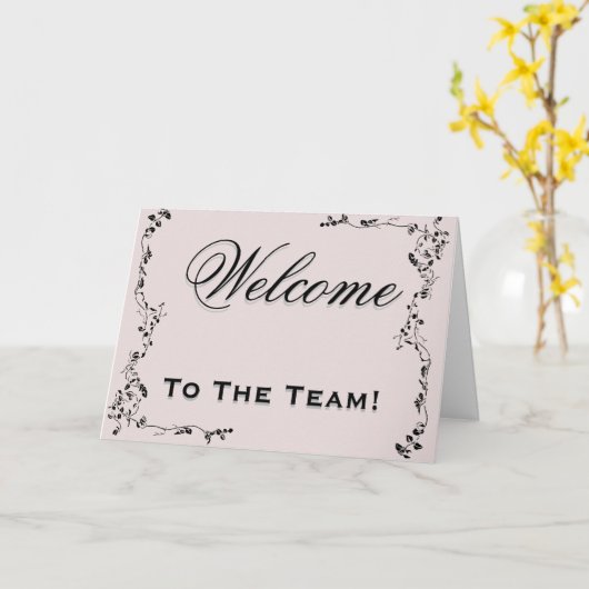 チームへようこそ旋回フローラブラック&ピンクカード カード (黄色い花)