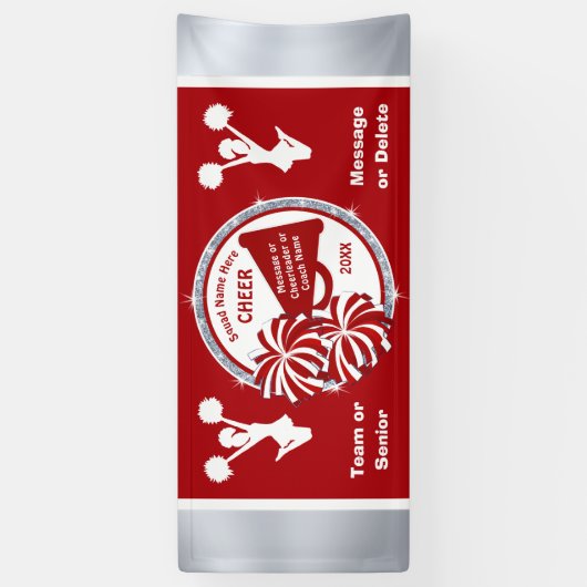 チームまたはシニア応援バナーパーソナライズされたレッド 横断幕 (縦)