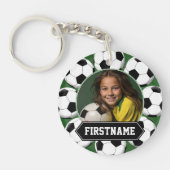 チームまたはプレーヤーのサッカーの写真 – 緑 キーホルダー (正面)