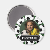 チームまたはプレーヤーのサッカーの写真 – 緑 マグネット (正面/裏面)