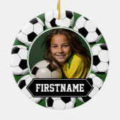 チームまたはプレーヤーのサッカー写真 – かわいい セラミックオーナメント (裏面)