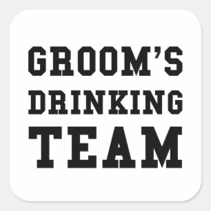 チームを飲んでいる新郎の結婚 スクエアシール