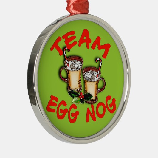 チームエッグノッグの休日のデザイン メタルオーナメント (右)