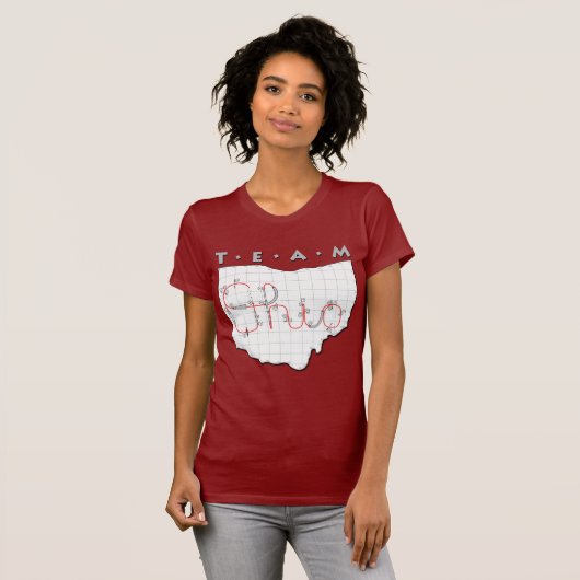 チームオハイオ州の敏捷の赤いですかあずき色のワイシャツ Tシャツ (正面フル)