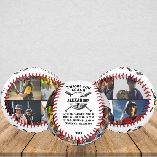 チームカスタムからフォトベースボールをコーチに感謝 野球ボール