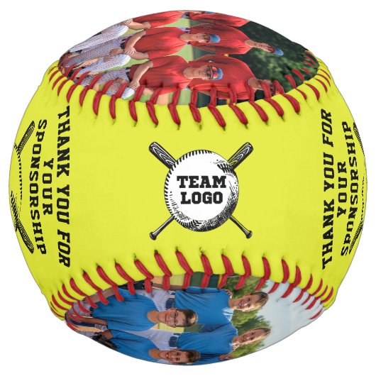 チームカスタムの写真でスポンサーに感謝のギフト ソフトボール (裏面)