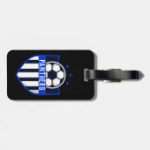 チームカスタム名または文字付きサッカーシールド ラゲッジタグ (裏面横)