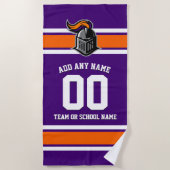 チームカラーとマスコットパーソナライズされたビーチタオル ビーチタオル (正面)