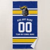 チームカラーとマスコットパーソナライズされた ビーチタオル (正面)