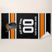 チームカラーとマスコットパーソナライズされた ビーチタオル (正面)