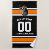 チームカラーとマスコットパーソナライズされた ビーチタオル (正面)