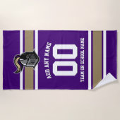 チームカラーとマスコットパーソナライズされた ビーチタオル (正面)