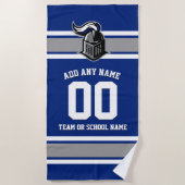 チームカラーとマスコットパーソナライズされた ビーチタオル (正面)