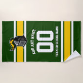 チームカラーとマスコットパーソナライズされた ビーチタオル (正面)