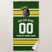 チームカラーとマスコットパーソナライズされた ビーチタオル (正面)