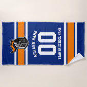 チームカラーとマスコットパーソナライズされた ビーチタオル (正面)