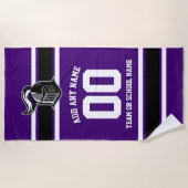 チームカラーとマスコットパーソナライズされた ビーチタオル (正面)