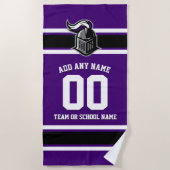 チームカラーとマスコットパーソナライズされた ビーチタオル (正面)