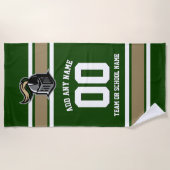 チームカラーとマスコットパーソナライズされた ビーチタオル (正面)