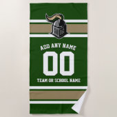 チームカラーとマスコットパーソナライズされた ビーチタオル (正面)