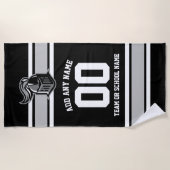 チームカラーとマスコットパーソナライズされた ビーチタオル (正面)