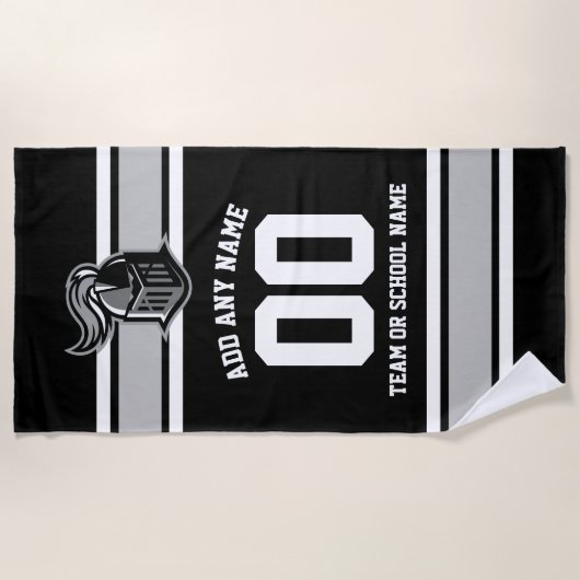 チームカラーとマスコットパーソナライズされた ビーチタオル (正面)