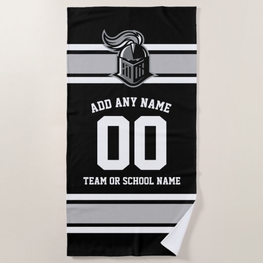 チームカラーとマスコットパーソナライズされた ビーチタオル (正面)