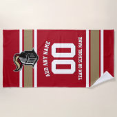 チームカラーとマスコットパーソナライズされた ビーチタオル (正面)