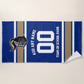 チームカラーとマスコットパーソナライズされた ビーチタオル (正面)