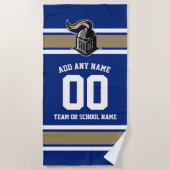 チームカラーとマスコットパーソナライズされた ビーチタオル (正面)