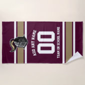 チームカラーとマスコットパーソナライズされた ビーチタオル (正面)