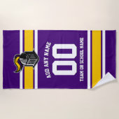 チームカラーとマスコットパーソナライズされた ビーチタオル (正面)