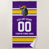 チームカラーとマスコットパーソナライズされた ビーチタオル (正面)