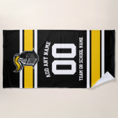 チームカラーとマスコットパーソナライズされた ビーチタオル (正面)