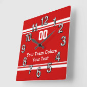 チームカラーと文字スポーツウォールクロック スクエア壁時計 (傾斜)