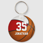 チームカラー付き男赤と白子バスケットボール キーホルダー (正面)