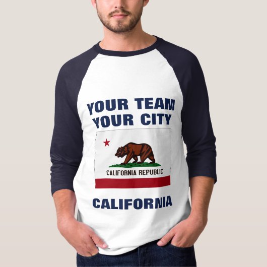 チームカリフォルニア州旗ラグランTシャツ Tシャツ (正面)
