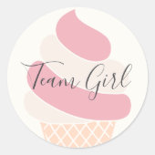 チームガールアイスクリームパステルカラージェンダーリビール ラウンドシール (正面)