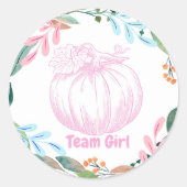 チームガールカボチャ性別でパーティー投票を表示 ラウンドシール (正面)