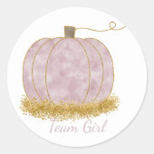 チームガールカボチャ性別でパーティー投票を表示 ラウンドシール (正面)