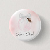 チームガールクリスマス性別リビールボタン 缶バッジ (正面)