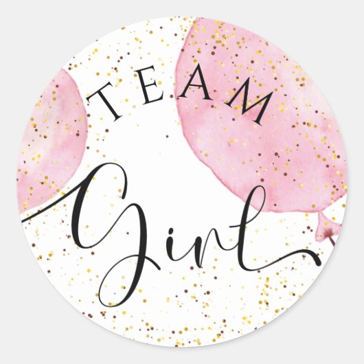 チームガールジェンダーが水色ピンクの風船を明らかにする ラウンドシール (正面)