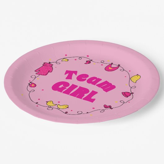 チームガールジェンダーの表示パーティープレート ペーパープレート (アングル)