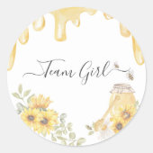 チームガールビーひまわり花性別パーティー投票を表示 ラウンドシール (正面)