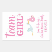 チームガールピンクジェンダーリビールパーティーカスタムポップコーン 長方形シール (正面)