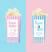 チームガールピンクジェンダーリビールパーティーカスタムポップコーン 長方形シール